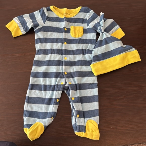 Offspring Blue and Yellow Striped Footie - Picture 5 of 5